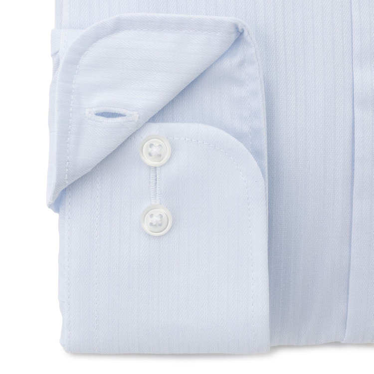 ブラックライン 【BLACK LINE】【形態安定】ワイドカラードレスワイシャツ/サックス×ドビーストライプ 青淡色