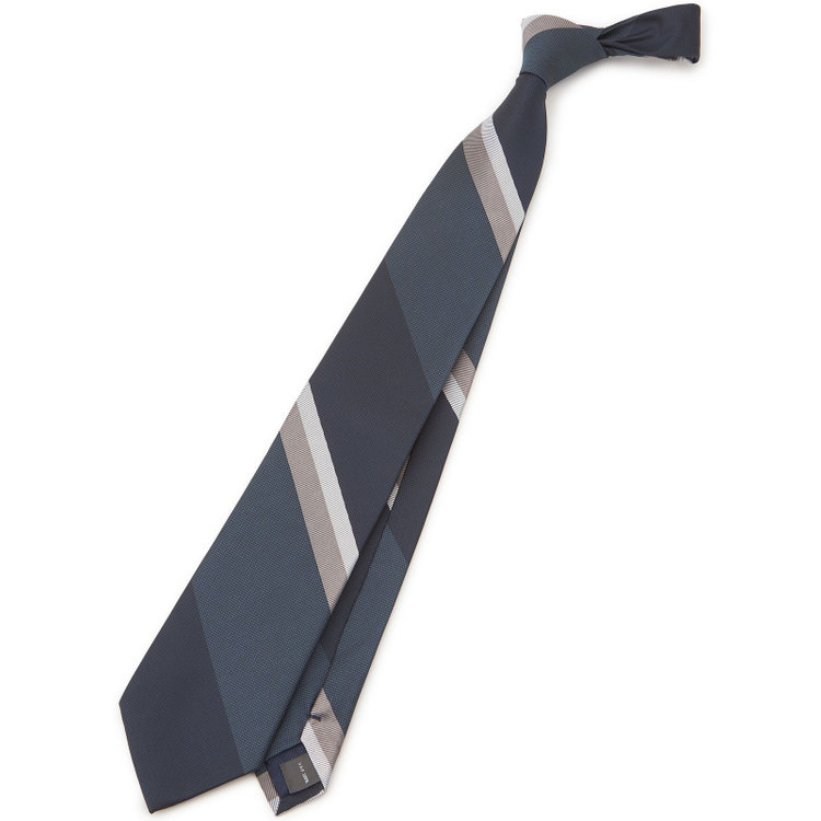 SILVER LINE】シルクストライプネクタイ 8.0cm幅/ネイビー×グレー
