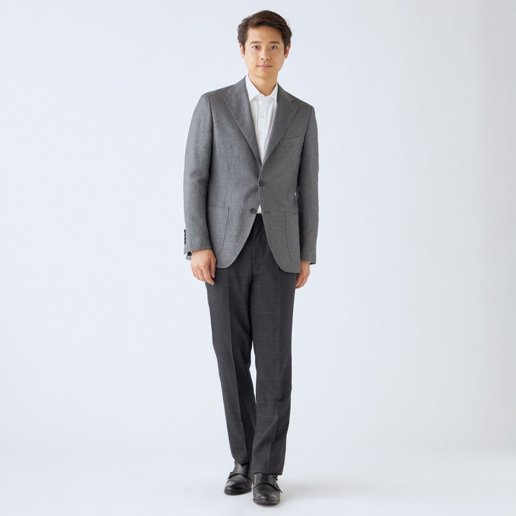 シルバーライン 【CLASSICO TAPERED】【春夏】リネンブレンド3釦段返りシングルジャケット/グレー/パッチポケット/MARZOTTO グレー中間