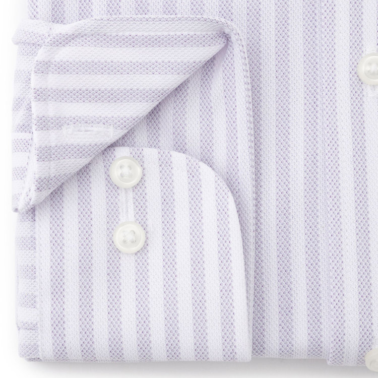 ブラックライン 【発送在庫あり】【BLACK LINE】ボタンダウンワイシャツ/ホワイト&パープル×ストライプ/「4S」スーパーノンアイロン・ストレッチ 紫中間