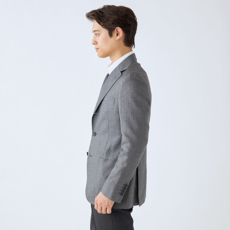 シルバーライン 【CLASSICO TAPERED】【春夏】リネンブレンド3釦段返りシングルジャケット/グレー/パッチポケット/MARZOTTO グレー中間