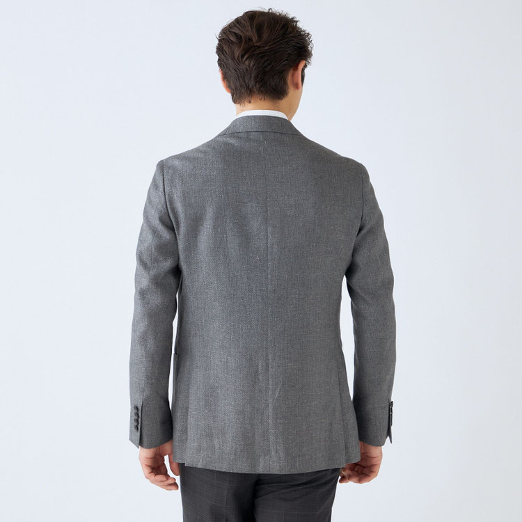 シルバーライン 【CLASSICO TAPERED】【春夏】リネンブレンド3釦段返りシングルジャケット/グレー/パッチポケット/MARZOTTO グレー中間
