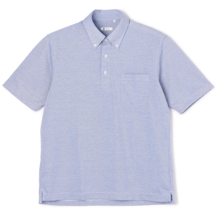 シルバーライン 【RBC/五分袖】ボタンダウンビズポロシャツ プルオーバータイプ/ブルー/4S コットンブレンド 紺淡色