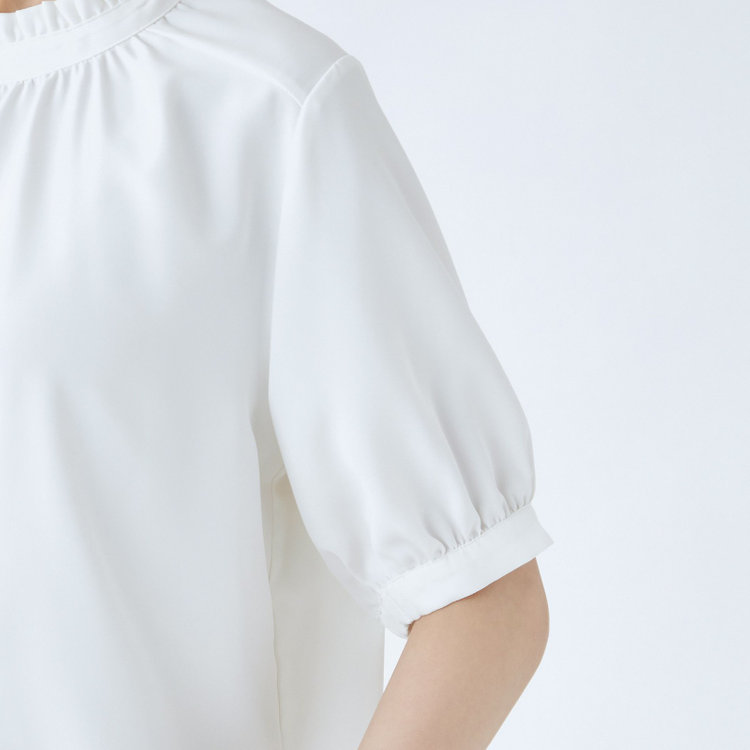 シルバーライン 【SILVER LINE/5分袖】2WAYパール釦付きプルオーバー/ホワイト 白