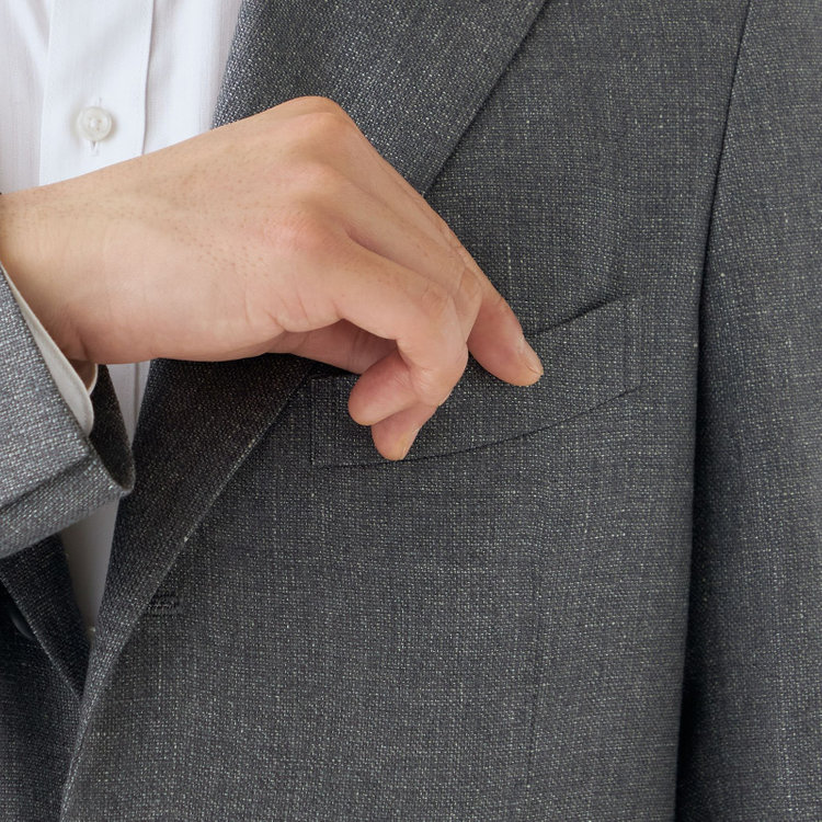 シルバーライン 【CLASSICO TAPERED】【春夏】リネンブレンド3釦段返りシングルジャケット/グレー/パッチポケット/MARZOTTO グレー中間