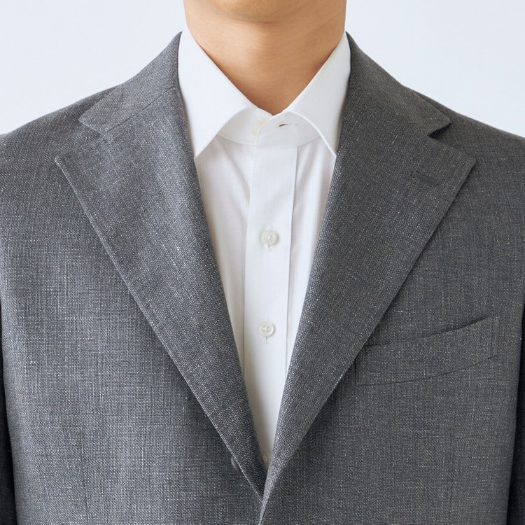 シルバーライン 【CLASSICO TAPERED】【春夏】リネンブレンド3釦段返りシングルジャケット/グレー/パッチポケット/MARZOTTO グレー中間