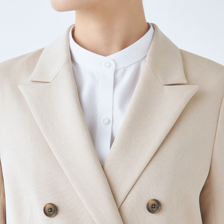 シルバーライン 【SL】【秋冬】6釦2掛けダブルワイドパンツスーツ/ベージュ/ウエスト内側アジャスター/ウォッシャブル/※裾上げ済み仕様 茶淡色