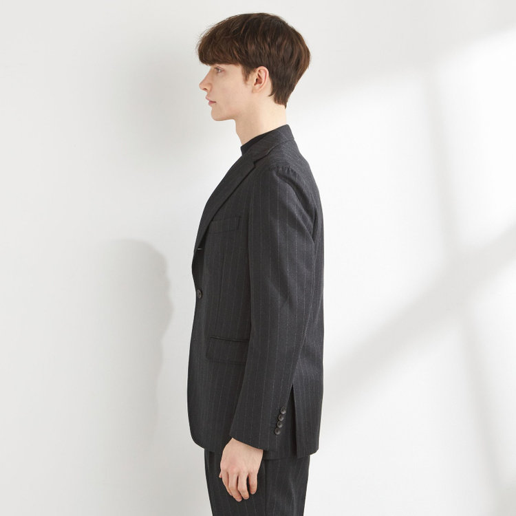 シルバーライン 【CLASSICO TAPERED】【秋冬】3釦段返りシングルスーツ 2タック/ダークグレー×ストライプ/ウエストムーブ/MARZOTTO/※裾上げ必要 グレー濃色