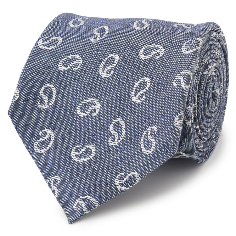 シルバーライン 【SILVER LINE】シルクリネンペイズリーネクタイ 8.5cm幅/ネイビー/Finest fabrics by COMO ITALY その他
