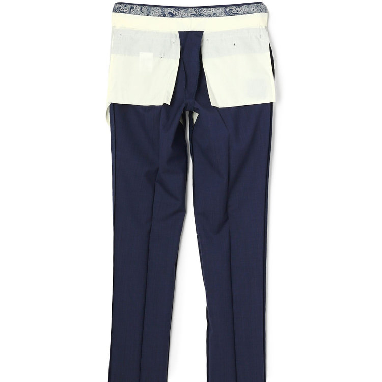 シルバーライン 【CLASSICO TAPERED】【春夏】ウール 1タックテーパードパンツ/ネイビー×ソリッド/ウエストムーブ/ウォッシャブル/※裾上げ必要 紺淡色