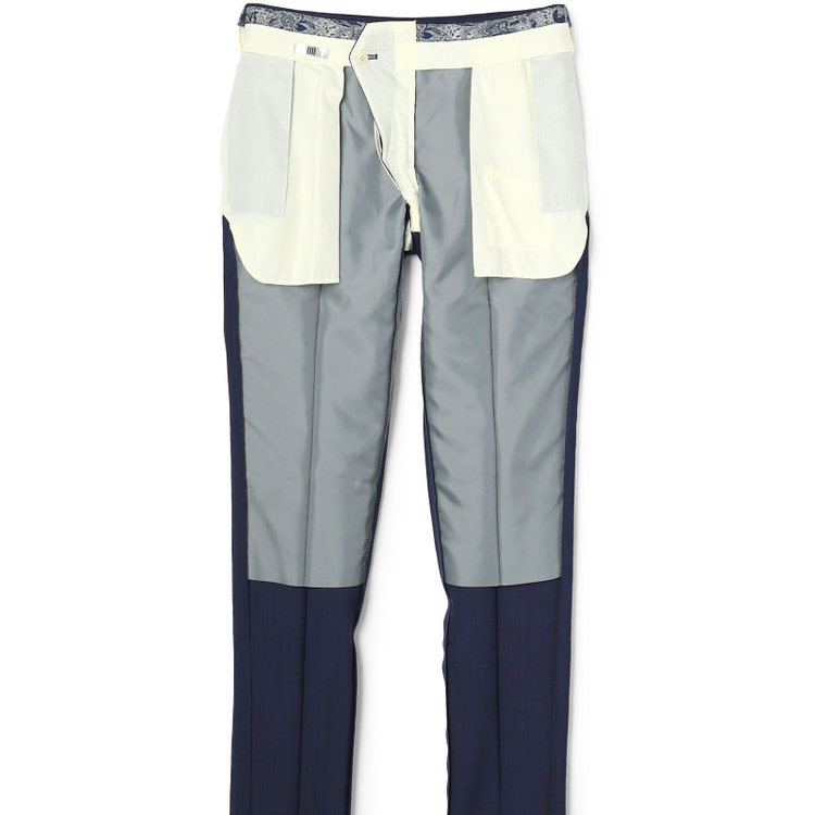 シルバーライン 【CLASSICO TAPERED】【春夏】ウール 1タックテーパードパンツ/ネイビー×ソリッド/ウエストムーブ/ウォッシャブル/※裾上げ必要 紺淡色