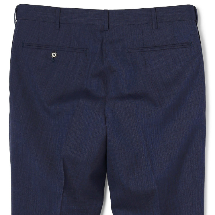 シルバーライン 【CLASSICO TAPERED】【春夏】ウール 1タックテーパードパンツ/ネイビー×ソリッド/ウエストムーブ/ウォッシャブル/※裾上げ必要 紺淡色