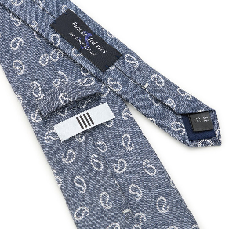 シルバーライン 【SILVER LINE】シルクリネンペイズリーネクタイ 8.5cm幅/ネイビー/Finest fabrics by COMO ITALY その他