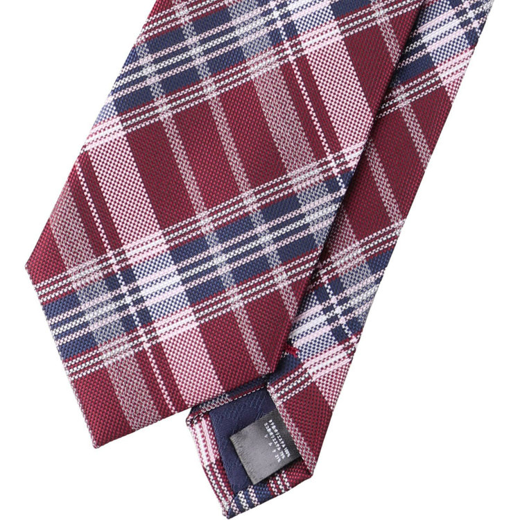 ブラックライン 【SILVER LINE】シルクブレンドチェックネクタイ 8.0cm幅/ワイン×ネイビー ワイン系(赤)