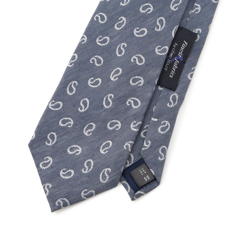 シルバーライン 【SILVER LINE】シルクリネンペイズリーネクタイ 8.5cm幅/ネイビー/Finest fabrics by COMO ITALY その他