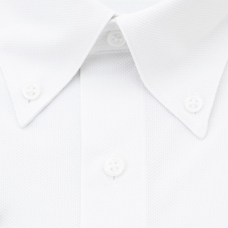 スーツセレクト 【発送在庫あり】【BLACK LINE/半袖】【スーパーノンアイロン】ボタンダウンドレスワイシャツ/ホワイト/SUPER NON IRON 4S ULTRA DRY 白