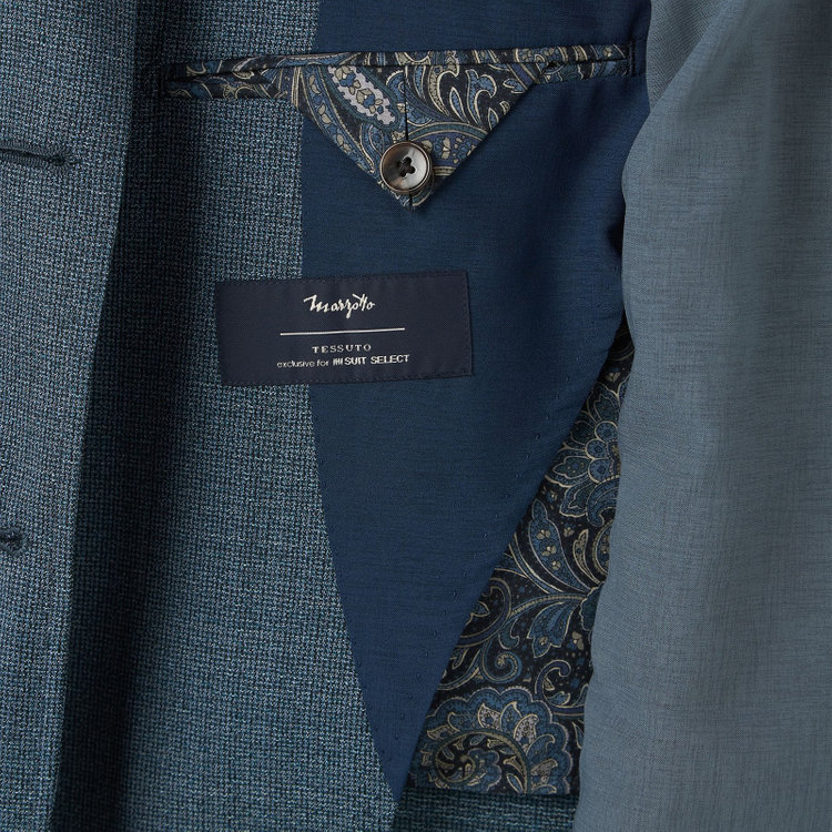 シルバーライン 【CLASSICO TAPERED】【春夏】3釦段返りシングルスーツ 2タック/ネイビーグリーン/パッチポケット/ウエストムーブ/MARZOTTO/※裾上げ必要 緑中間