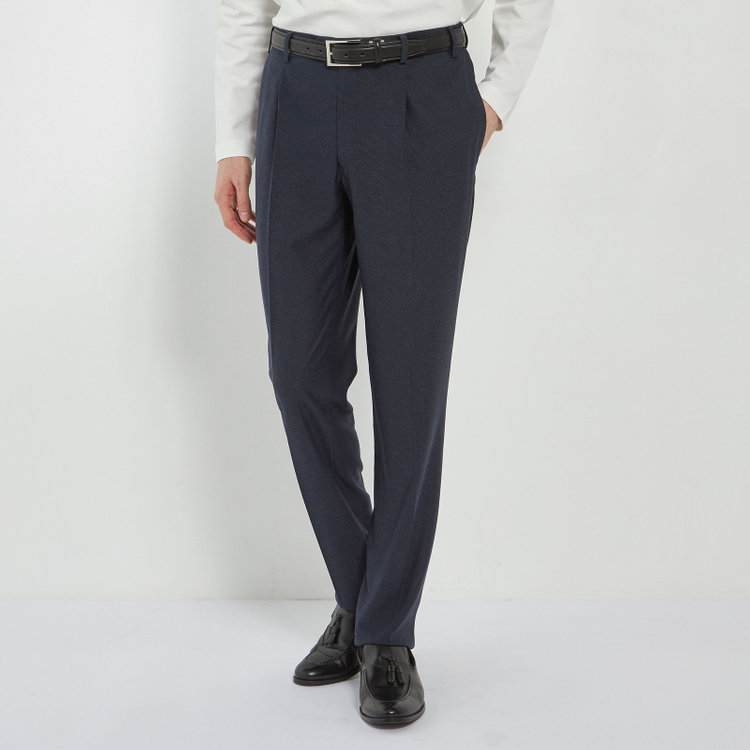 シルバーライン 【CLASSICO TAPERED】【春夏】1タックテーパードパンツ/ネイビー/ウエストシャーリング仕様/4S SUSTAINABILITY&ECOLOGY FABRIC/※裾直し必要 紺濃色