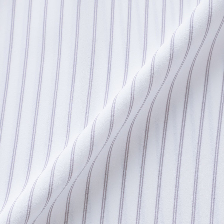 シルバーライン 【SILVER LINE/半袖】2WAYチャーム＆ボウタイプルオーバー/ホワイト×グレーストライプ/「ウォッシャブル」「2WAYストレッチ」「UV加工」「接触冷感」 グレー淡色