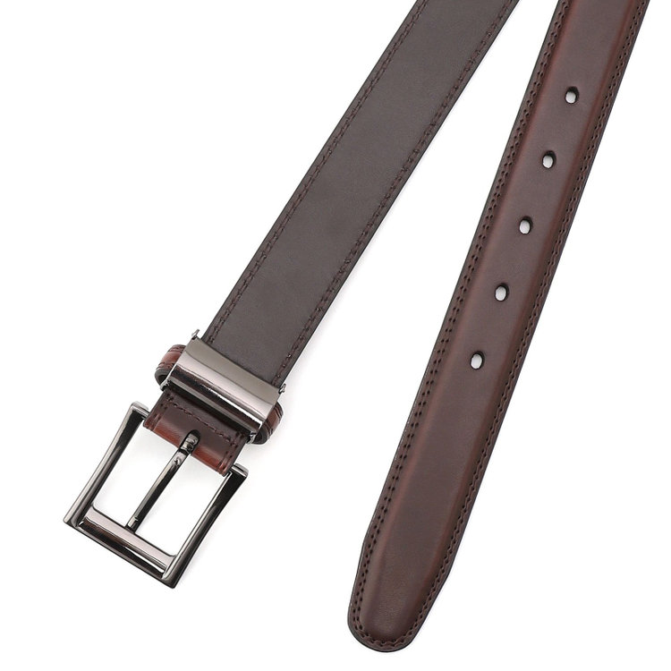 ブラックライン ピンバックルベルト 3.0cm幅/ダークブラウン（ウエスト91cmの方まで対応） 茶濃色