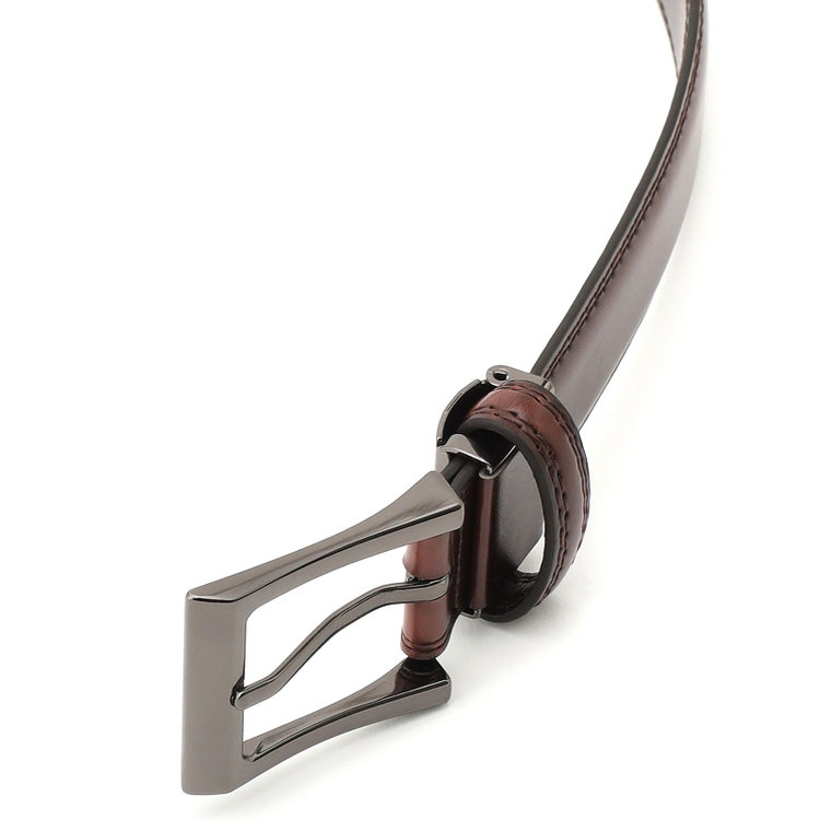 ブラックライン ピンバックルベルト 3.0cm幅/ダークブラウン（ウエスト91cmの方まで対応） 茶濃色