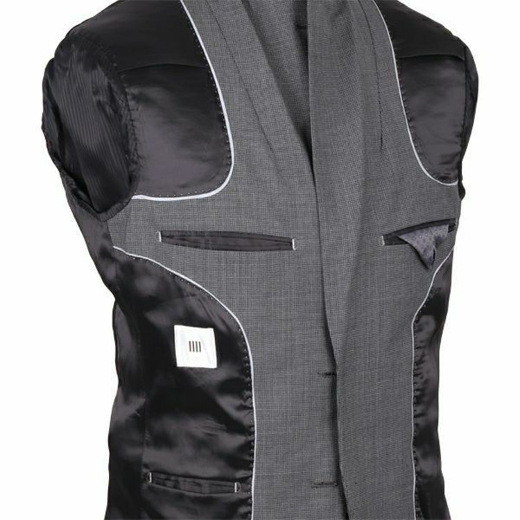 スーツセレクト 【WEB限定/OUTLET】【ATHLETE TAPERED】【年間】2釦シングルスーツ 1タック/グレー＆ブラック×ハウンドトゥース/シャーリング/SUPER STRETCH/ウォッシャブル ブラック系(黒)