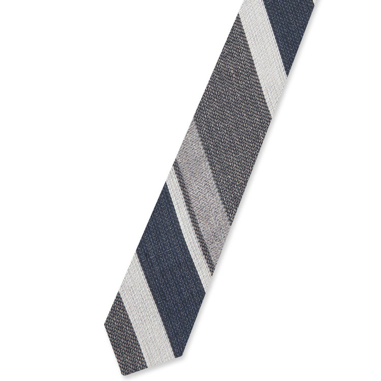 シルバーライン 【発送在庫あり】【SL】コットンシルクリネンストライプネクタイ 8.5cm幅/ネイビー×グレー×ホワイト/ITALIAN FABRICS その他