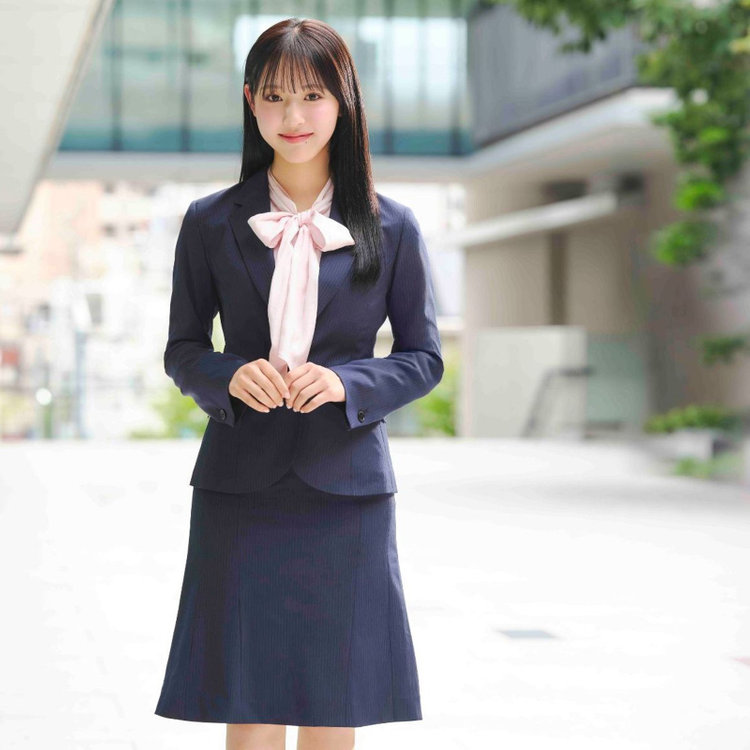 スーツセレクト 【SUIT SELECT×Samantha Thavasa】【年間】Aラインスカート/ネイビー×ストライプ/4S/マシンウォシャブル ネイビー系(紺)