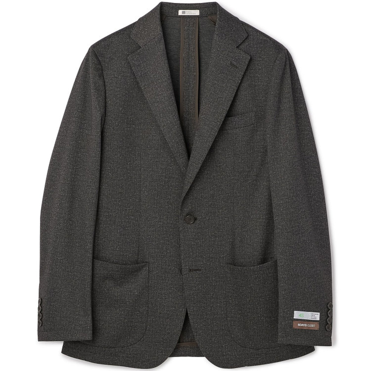 【5DAYS CLOSET】【RBC】【秋冬】2釦ジャケット セットアップ対応 /チャコール×カルゼ調ジャージ生地×プリントデニム /ウォッシャブル /パッチポケット