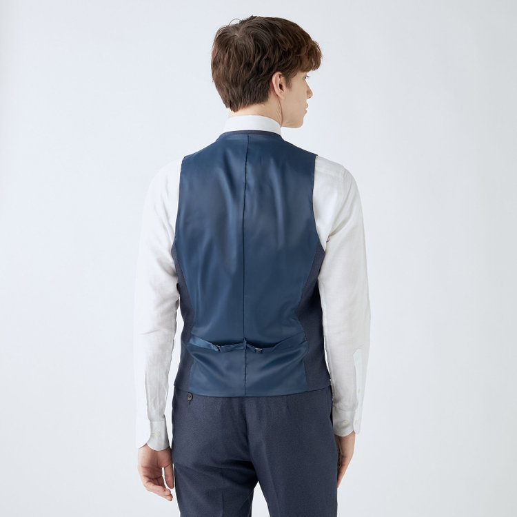 シルバーライン 【CLASSICO TAPERED】【秋冬】2釦シングルスリーピーススーツ 1タックテーパードパンツ/ネイビー/ウエストムーブ/4S SUSTAINABILITY&ECOLOGY FABRIC/※パンツ裾上げ済仕様 紺中間