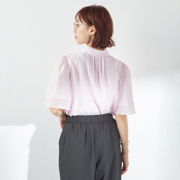 スーツセレクト 【半袖】リボンブラウス/ピンク 赤淡色