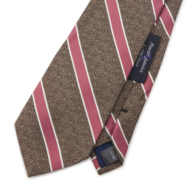 シルバーライン  【SILVER LINE】シルクストライプネクタイ 8.5cm幅/ブラウン×ワイン/Finest fabrics by COMO ITALY その他