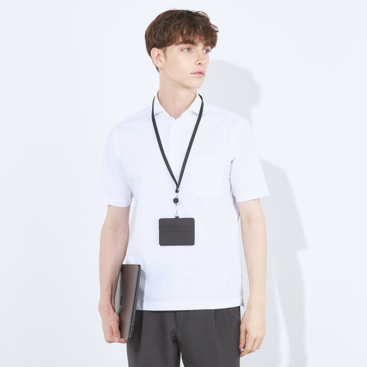 シルバーライン 【RBC/五分袖】カッタウェイビズポロシャツ プルオーバータイプ/ホワイト×シアサッカー/4S コットンブレンド 白