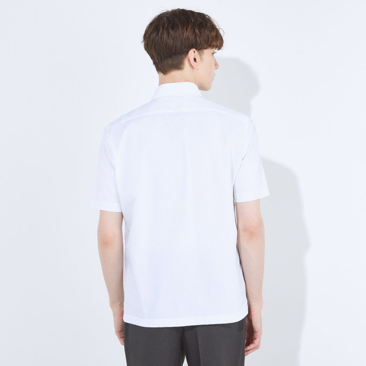 シルバーライン 【RBC/五分袖】カッタウェイビズポロシャツ プルオーバータイプ/ホワイト×シアサッカー/4S コットンブレンド 白