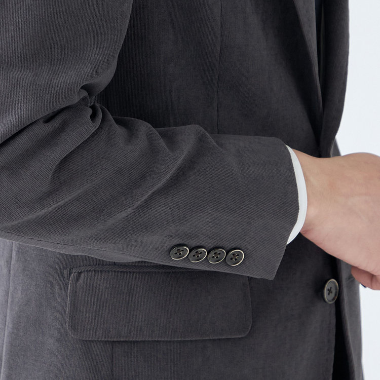 シルバーライン 【CLASSICO TAPERED】【秋冬】2釦ジャケット/グレー×コーデュロイ/4S SUSTAINABLE グレー濃色