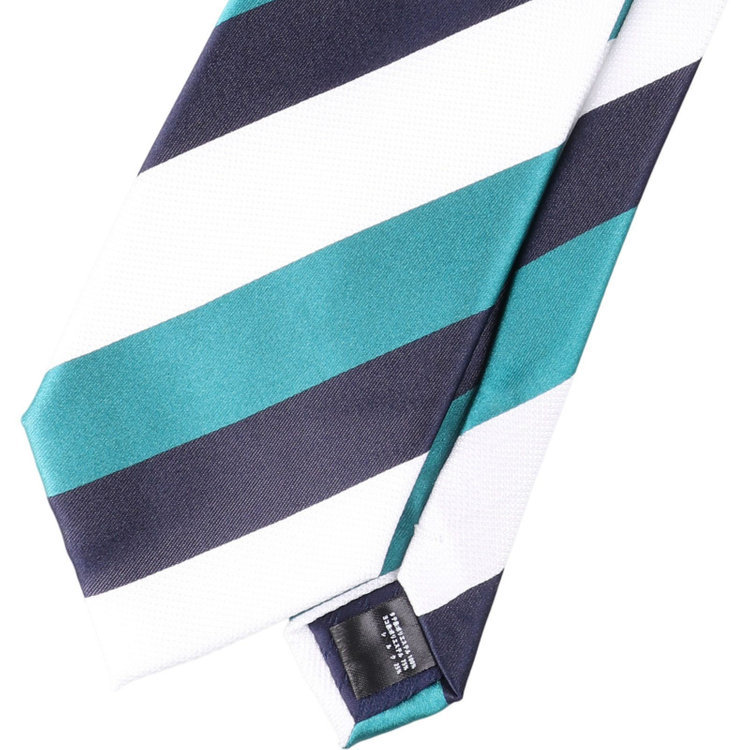 ブラックライン 【SILVER LINE】シルクブレンドストライプネクタイ 8.0cm幅/グリーン×ホワイト×ネイビー グリーン系(緑)