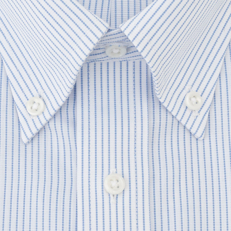 シルバーライン 【SILVER LINE】【形態安定】ボタンダウンワイシャツ/ホワイト×ブルーストライプ 青濃色