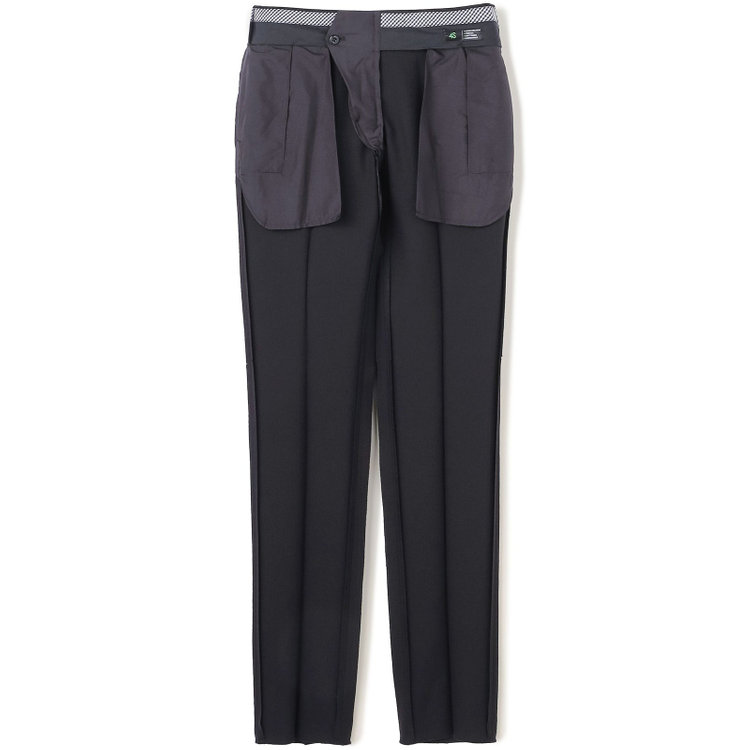 ブラックライン 【SLIM TAPERED】【年間】0タックテーパードパンツ/ブラック×シャドーストライプ/ウエストムーブ/ウォッシャブル/4S SUSTAINABILITY&ECOLOGY FABRIC/※裾上げ必要 黒