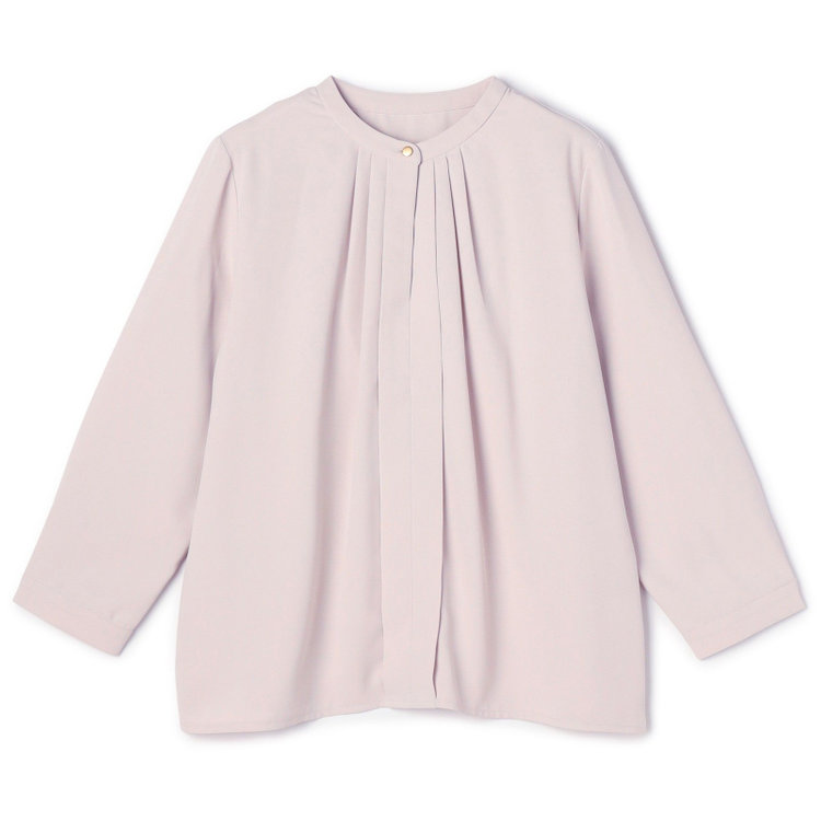 シルバーライン 【SILVER LINE/7分袖】フロントメタルボタンキーネック/ピンク 赤淡色