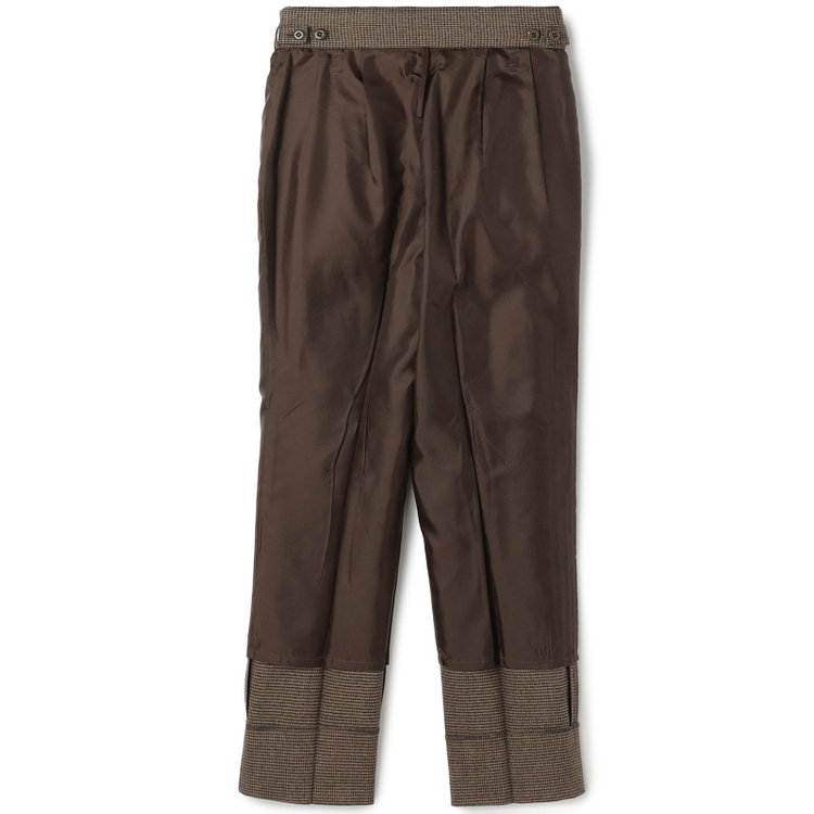 シルバーライン 【SILVER LINE】【秋冬】共生地ベルト付きセンタープレスパンツ/ブラウン×ハウンドトゥース/裾上げ済仕様 茶中間