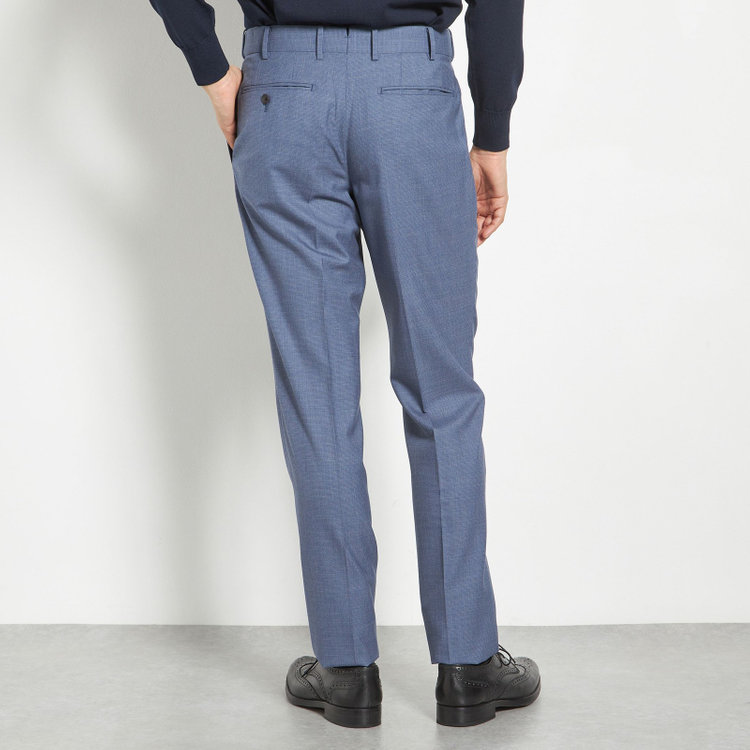 シルバーライン 【CLASSICO TAPERED】【春夏】3釦段返りシングルスーツ 2タック/ブルー×ハウンドトゥース/ウエストムーブ/DRAGO lanificio in billa fabric made in italy/※裾上げ必要 青濃色