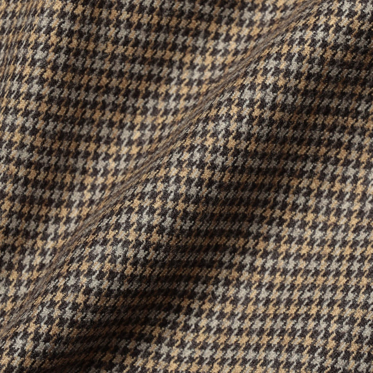 シルバーライン 【SILVER LINE】【秋冬】共生地ベルト付きセンタープレスパンツ/ブラウン×ハウンドトゥース/裾上げ済仕様 茶中間