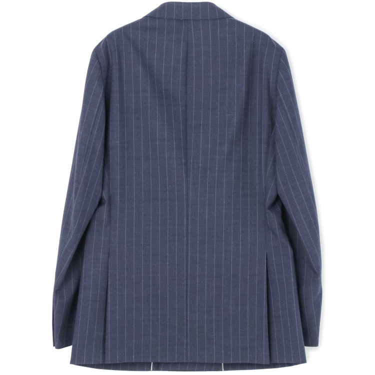 シルバーライン 【CLASSICO TAPERED】【春夏】6釦2掛けダブルスーツ 2タック/ネイビー×ストライプ/チェンジポケット/ウエストムーブ/NEW ZEALAND WOOL MIX/※裾上げ必要 青中間