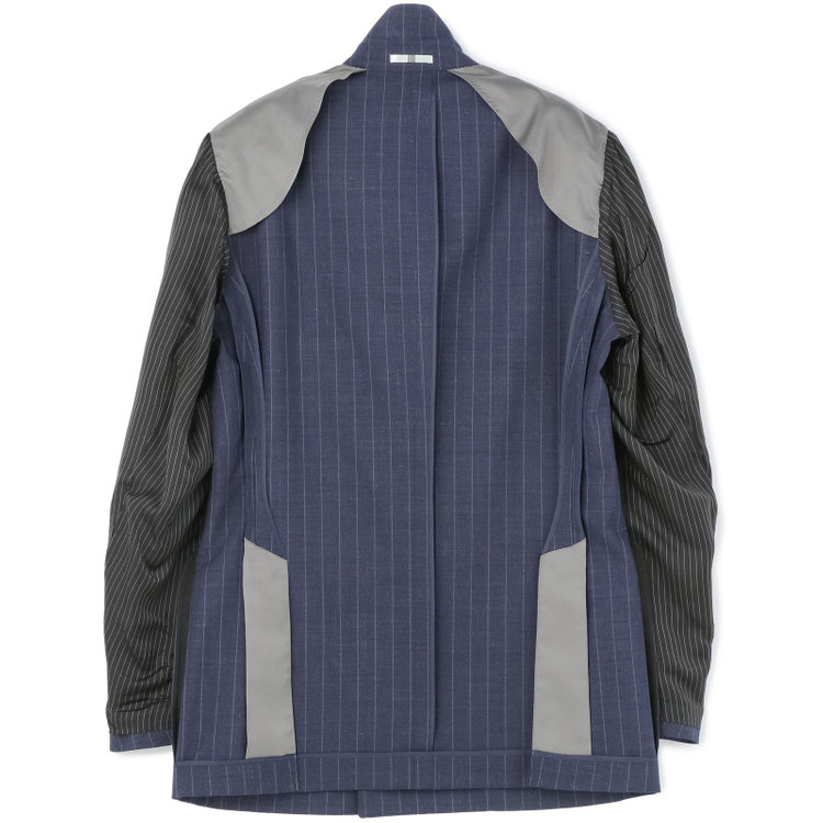 シルバーライン 【CLASSICO TAPERED】【春夏】6釦2掛けダブルスーツ 2タック/ネイビー×ストライプ/チェンジポケット/ウエストムーブ/NEW ZEALAND WOOL MIX/※裾上げ必要 青中間