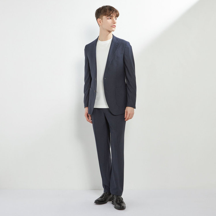 シルバーライン 【CLASSICO TAPERED】【春夏】1タックテーパードパンツ/ネイビー/ウエストシャーリング仕様/4S SUSTAINABILITY&ECOLOGY FABRIC/※裾直し必要 紺濃色