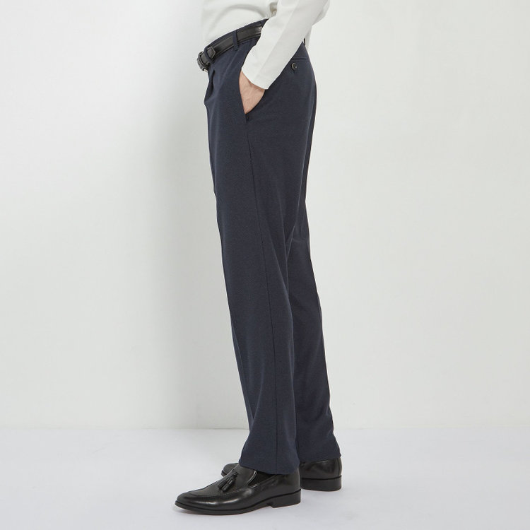 シルバーライン 【CLASSICO TAPERED】【春夏】1タックテーパードパンツ/ネイビー/ウエストシャーリング仕様/4S SUSTAINABILITY&ECOLOGY FABRIC/※裾直し必要 紺濃色