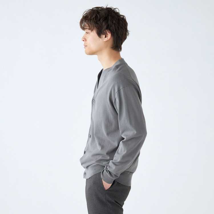 スーツセレクト  【RBC】【春夏】コットンブレンドニットカーディガン/グレー/マシンウォッシャブル グレー中間