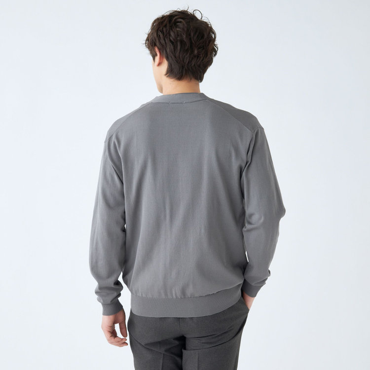 スーツセレクト  【RBC】【春夏】コットンブレンドニットカーディガン/グレー/マシンウォッシャブル グレー中間