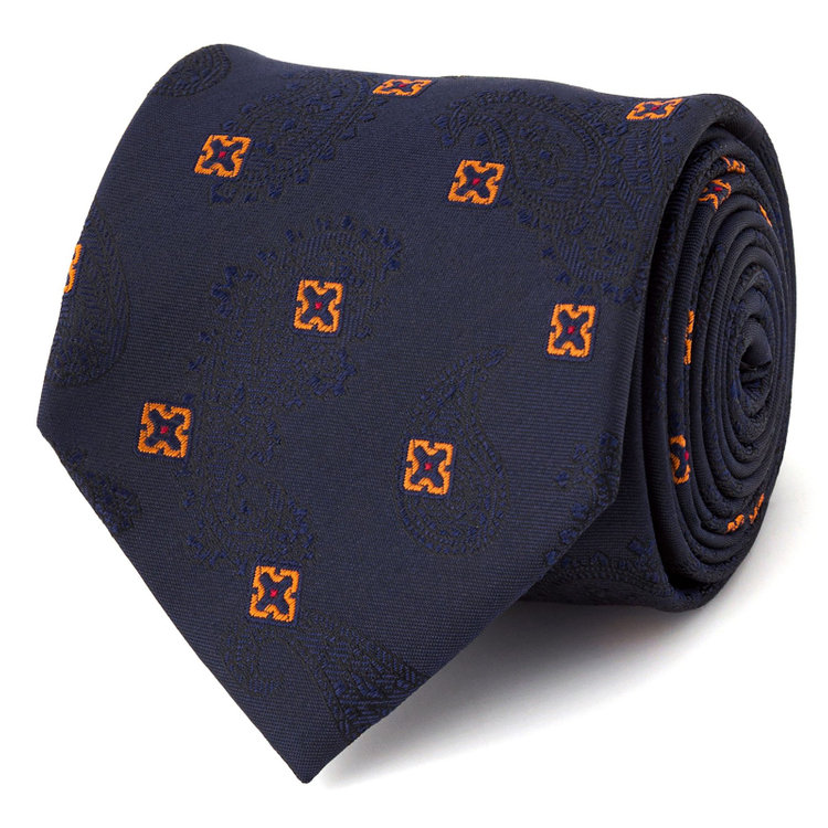 シルバーライン 【SILVER LINE】シルクブレンドペイズリーネクタイ 8.5cm幅/ネイビー その他