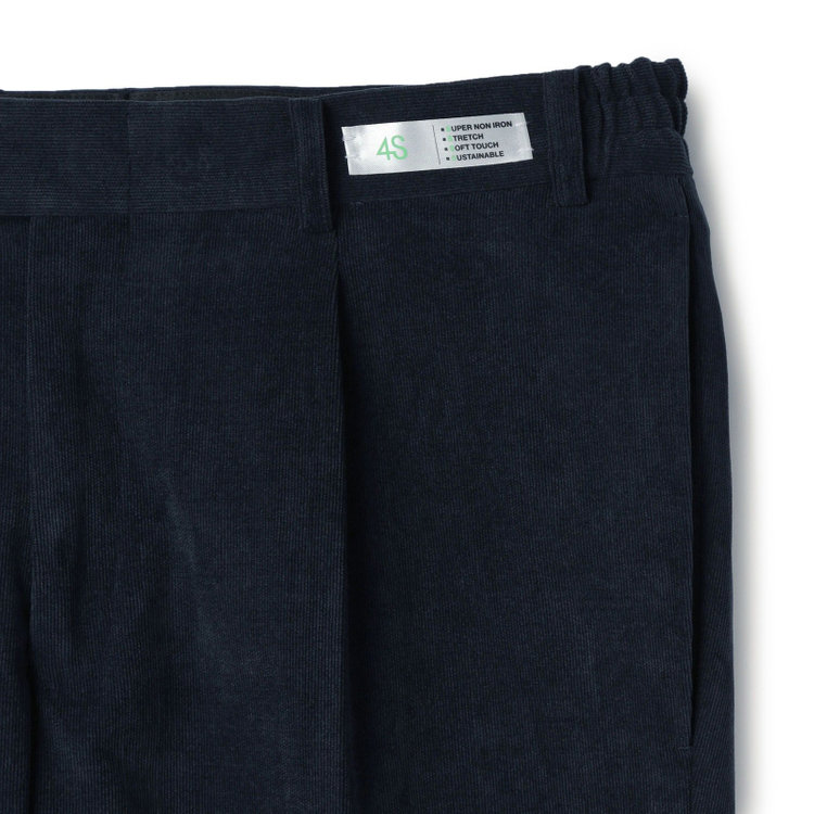 シルバーライン 【CLASSICO TAPERED】【秋冬】1タックテーパードパンツ/ネイビー×コーデュロイ/ウエストシャーリング仕様/4S SUSTAINABILITY&ECOLOGY FABRIC/※裾上げ必要 紺濃色